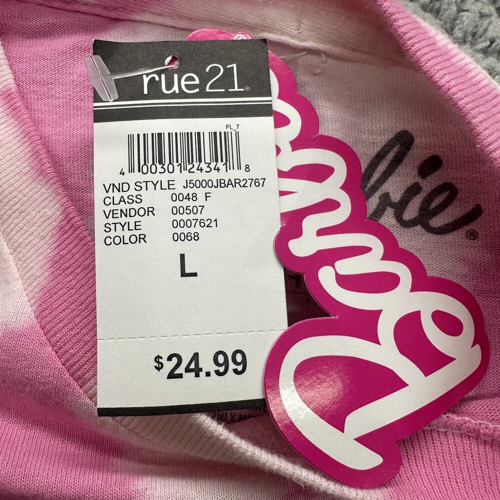 Barbie Shirt Large Pink Tie Dye Short Sleeve Oversized Graphic - Picture 3 of 7